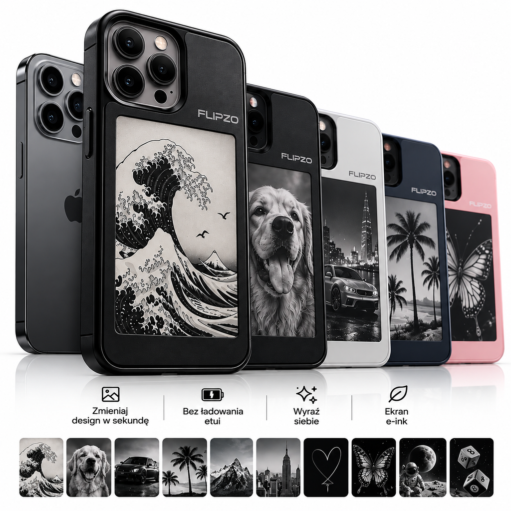 Etui E-Ink NFC ze zmienną grafiką na iPhone 13 Pro Max – 17 Pro Max – zmieniaj wzór z tyłu telefonu