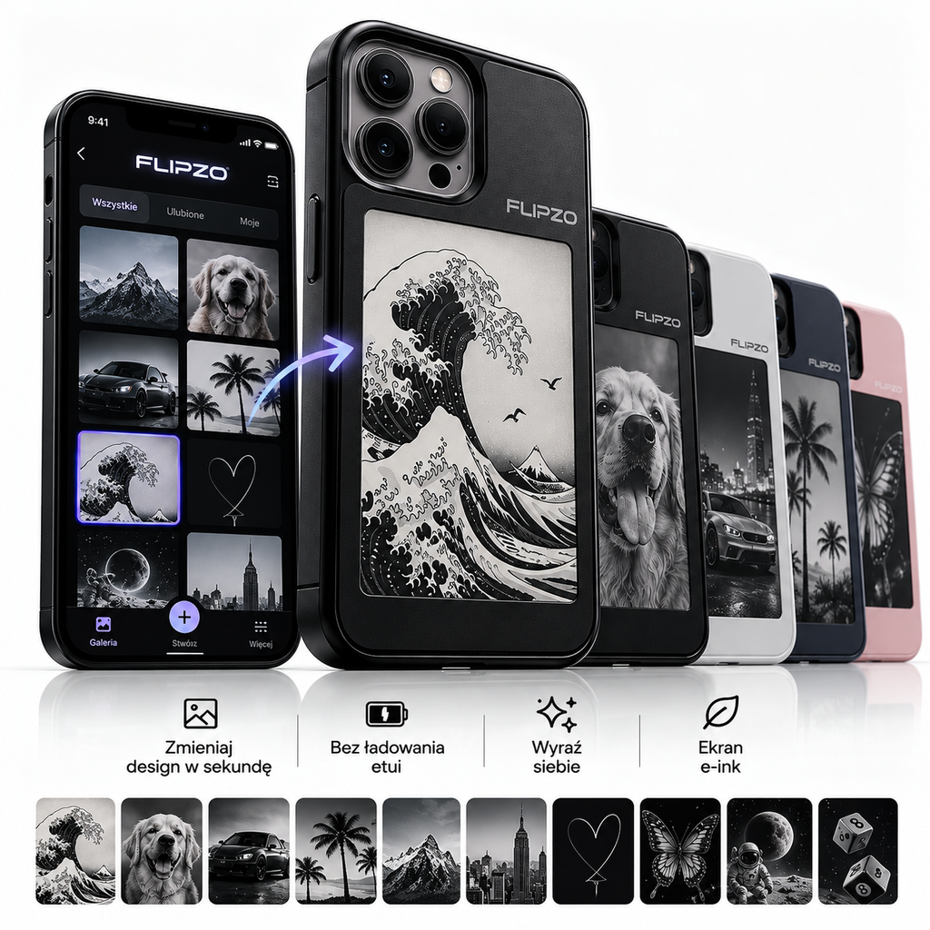 Etui E-Ink NFC ze zmienną grafiką na iPhone 13 Pro Max – 17 Pro Max – zmieniaj wzór z tyłu telefonu